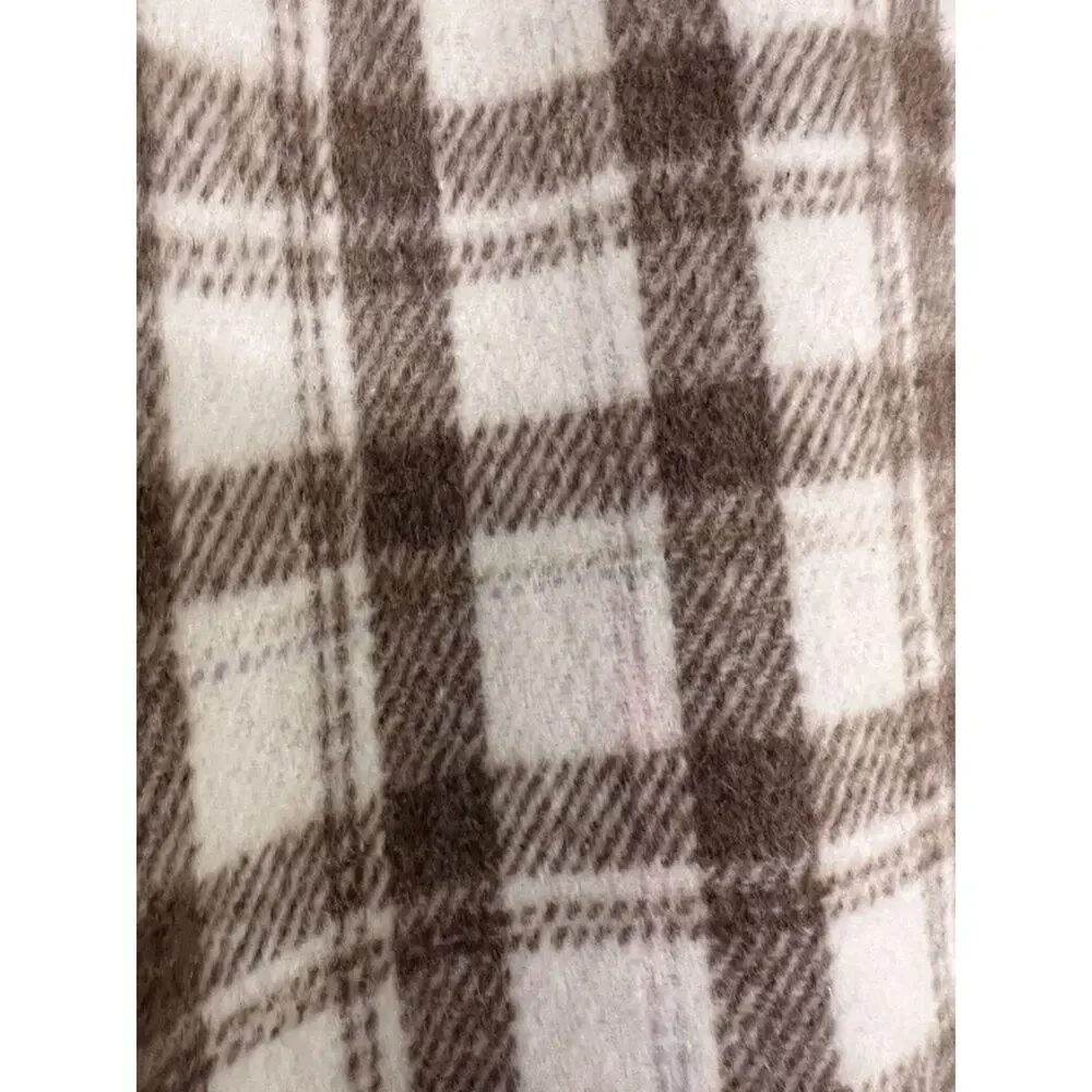 Buffalo David Bitton Large Flannel Cream Brown Plaid Long Line Shacket Cabincore